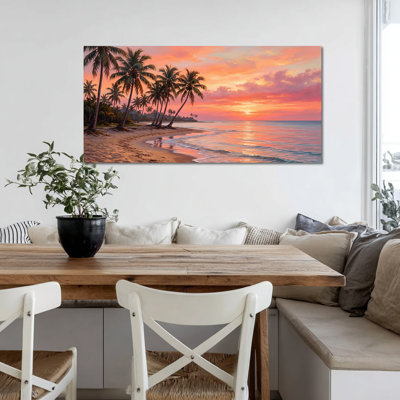  Palmier tropical, art mural Sunset