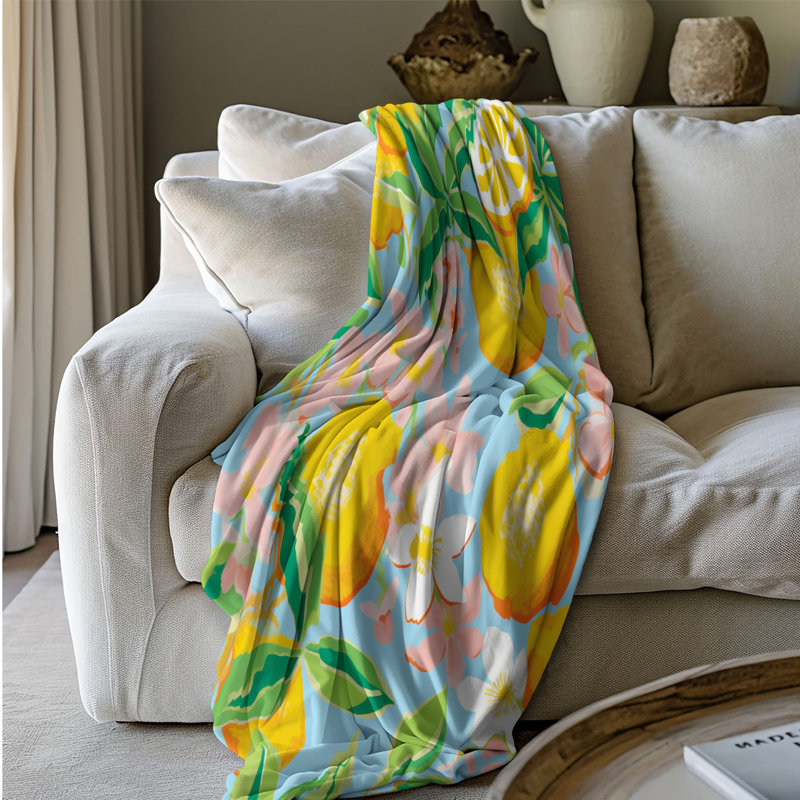 Motif de balise maritime - 1 pièce Sherpa Premium, L 50 po x L 60 po, Motifs de limonade élégants