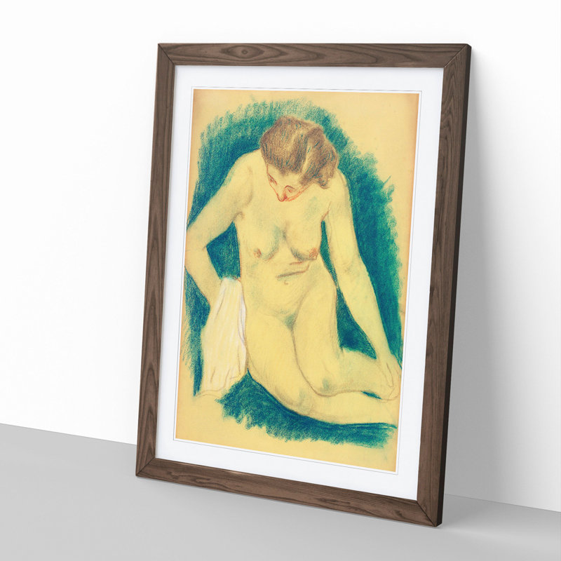 Seated Nude by Paul Gauguin - Picture Frame Painting, Walnut Framed, 48cm H x 36cm W x 2cm D