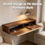 Console flottante en bois massif avec tablette de rangement, table d'entrée étroite murale pour couloir, salon et entrée, conception moderne peu encombrante avec rangement dissimulé