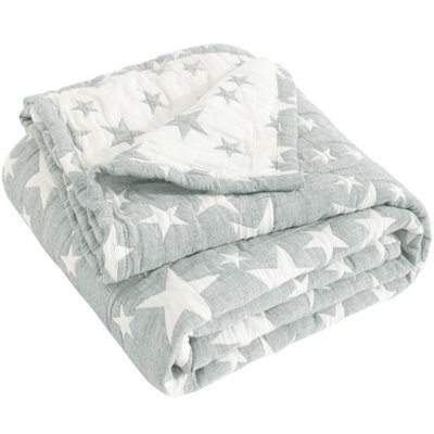 100% Soft Muslin Cotton 3-Layer Reversible Toddler Blanket, Breathable Lightweight Printed All Season Blanket, 30"x40"(Pack of 1)