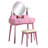 Pink Wood Dressing Table And Stool With Legs Cushioned Top Vanity In - Stylish Metal Glide Seating-1565890723