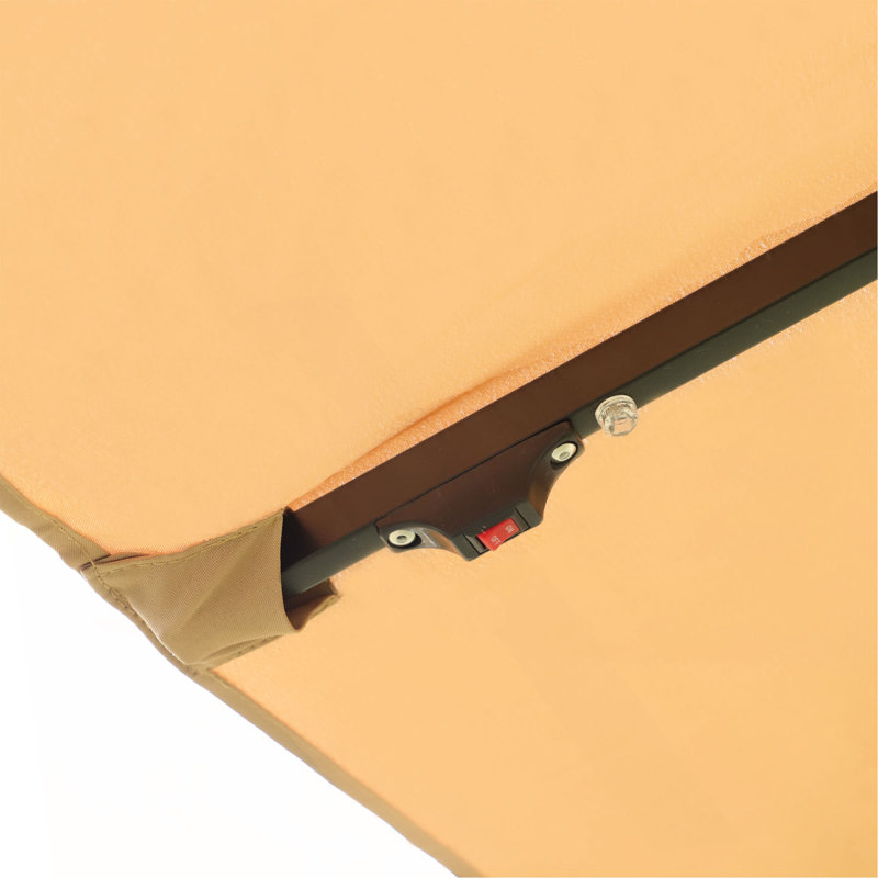 Grand parasol rectangulaire double 15 x 9 pi pour l'extérieur avec lumière et base, Taupe