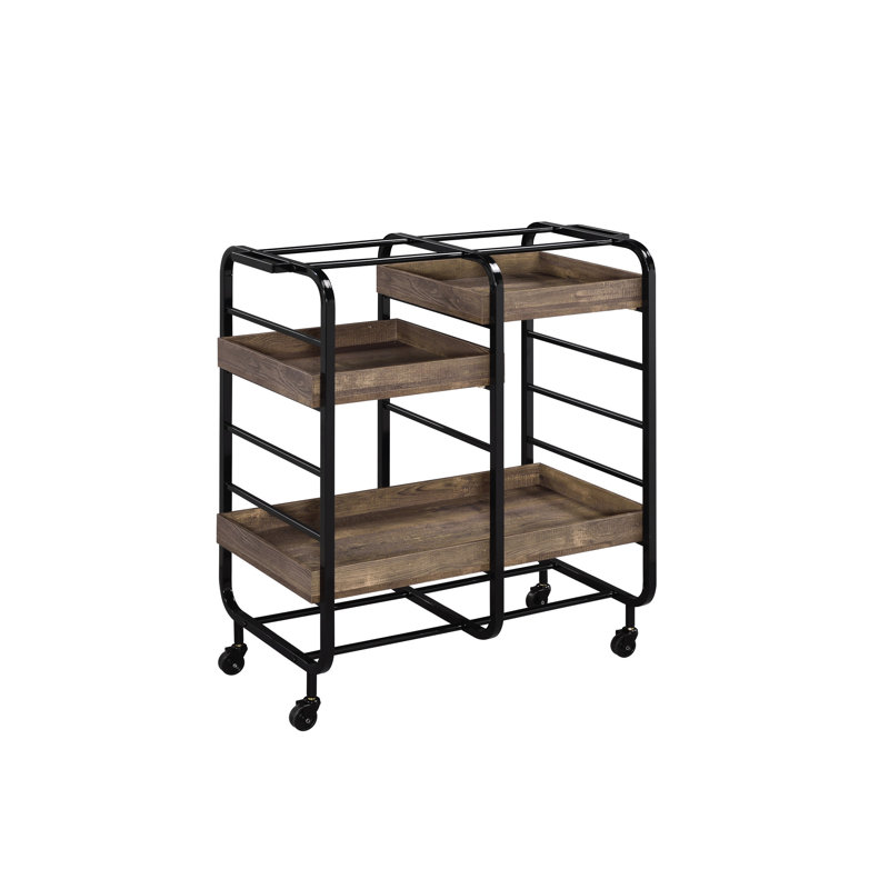 Black & Walnut Finish Serving Cart