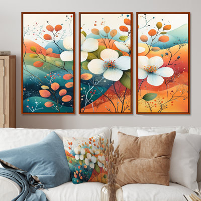 Désert de fleurs de pommiers en fleurs II - art mural fleur de pommier pour le salon - ensemble de 3