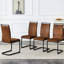 Quatre chaises de salle à manger rétro en suède - Tissu technique, brun et noir, structure en métal, pieds coulissants, style facile à installer avec pieds noirs, fonction, ergonomique