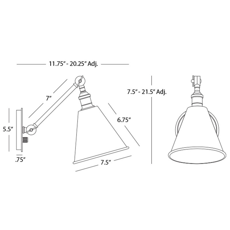 Alloy Wall Sconce - Warm, 7.5" H x 7.5" W x 15" D, Polished Nickel, Polished Nickel