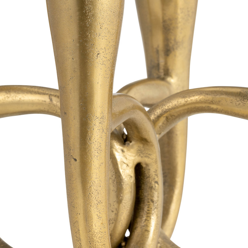 Porte-bougie conique en aluminium doré 9 po avec motif sculpté entrelacé pour la chambre à coucher