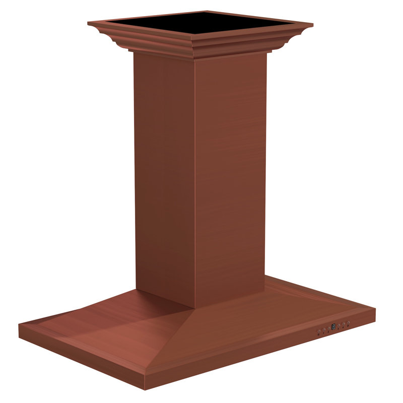 30" 400 CFM Ducted Island Range Hood, Hand-Hammered Copper, 36"