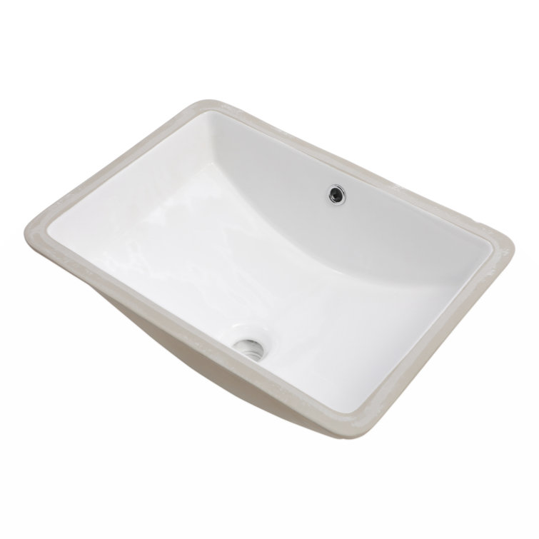 Myhomekeepers 14'' White Ceramic Rectangular Bathroom Sink