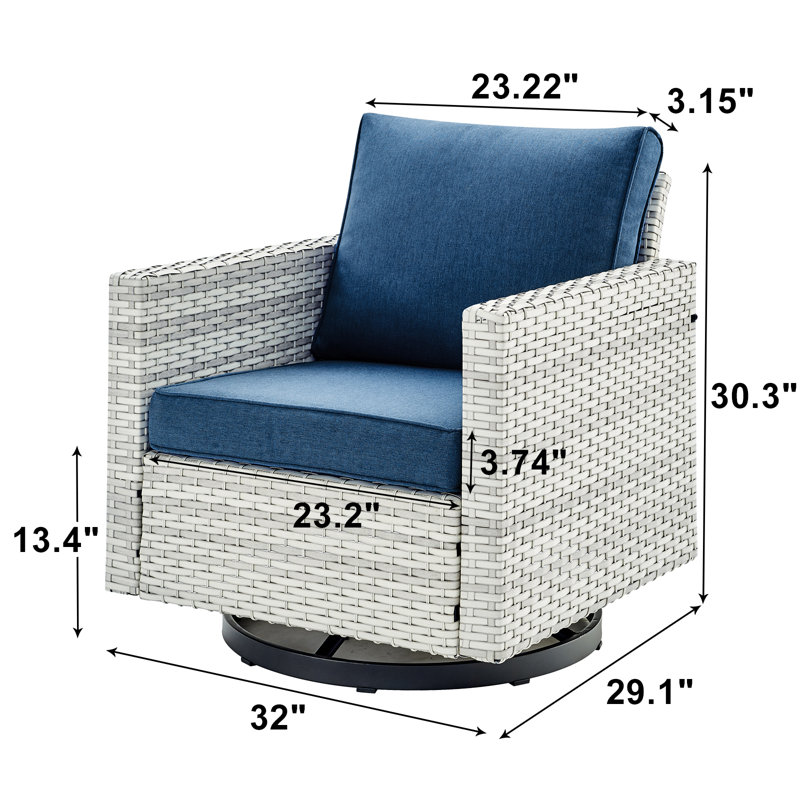 Chaise longue pivotante Ingvald, Structure gris clair / coussin bleu