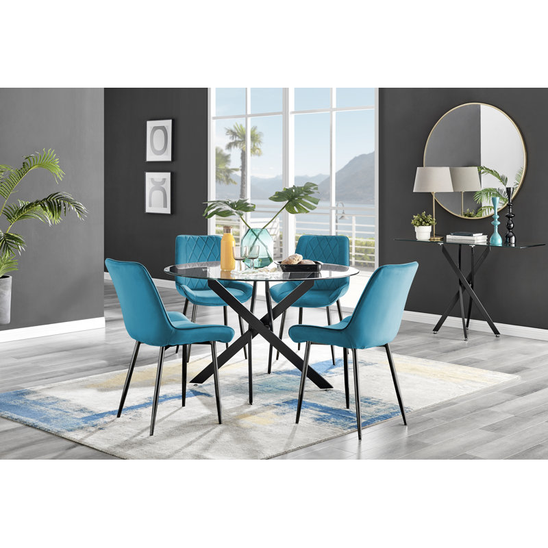 4 - Person Dining Set, Blue/Black