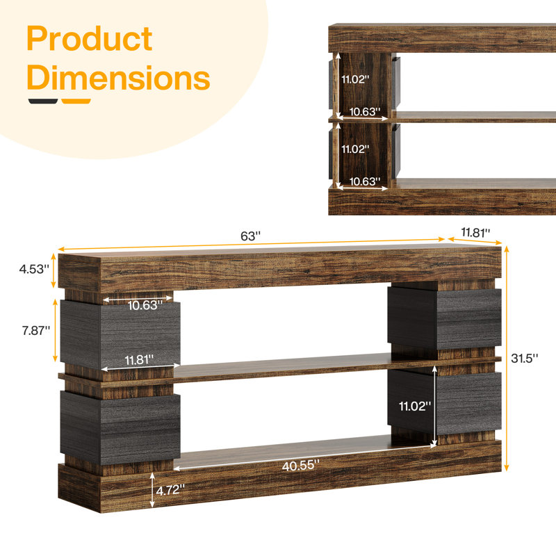 63" Long Console Table with Storage
