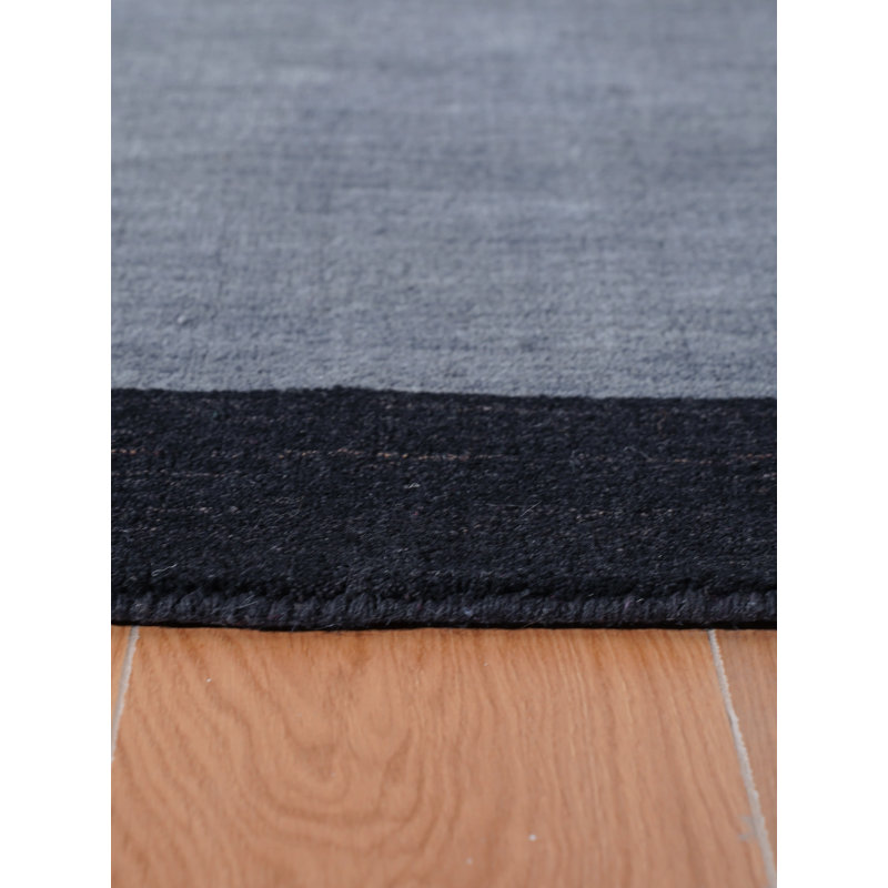 Tapis rectangulaires en laine nouée à la main - Rectangle | Couleur gris anthracite | Design contemporain | Tapis antidérapants faits à la main pour le salon