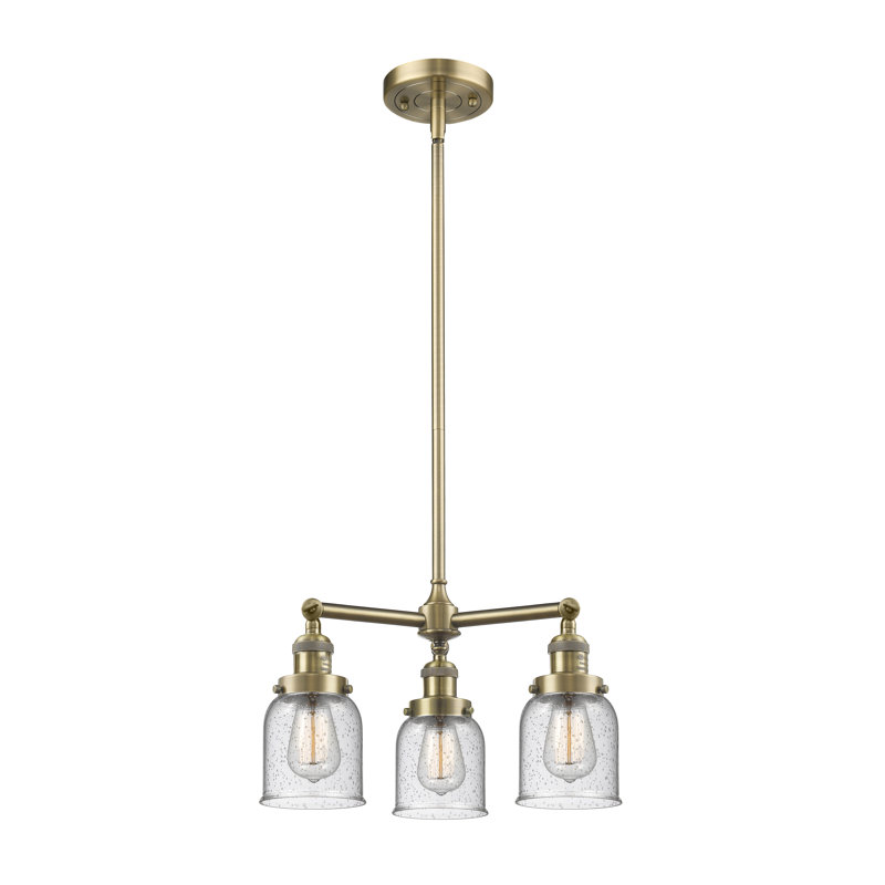Adalbert 3 - Light Dimmable Chandelier, Seedy, Antique Brass, 3.5 Watt Vintage LED Bulb