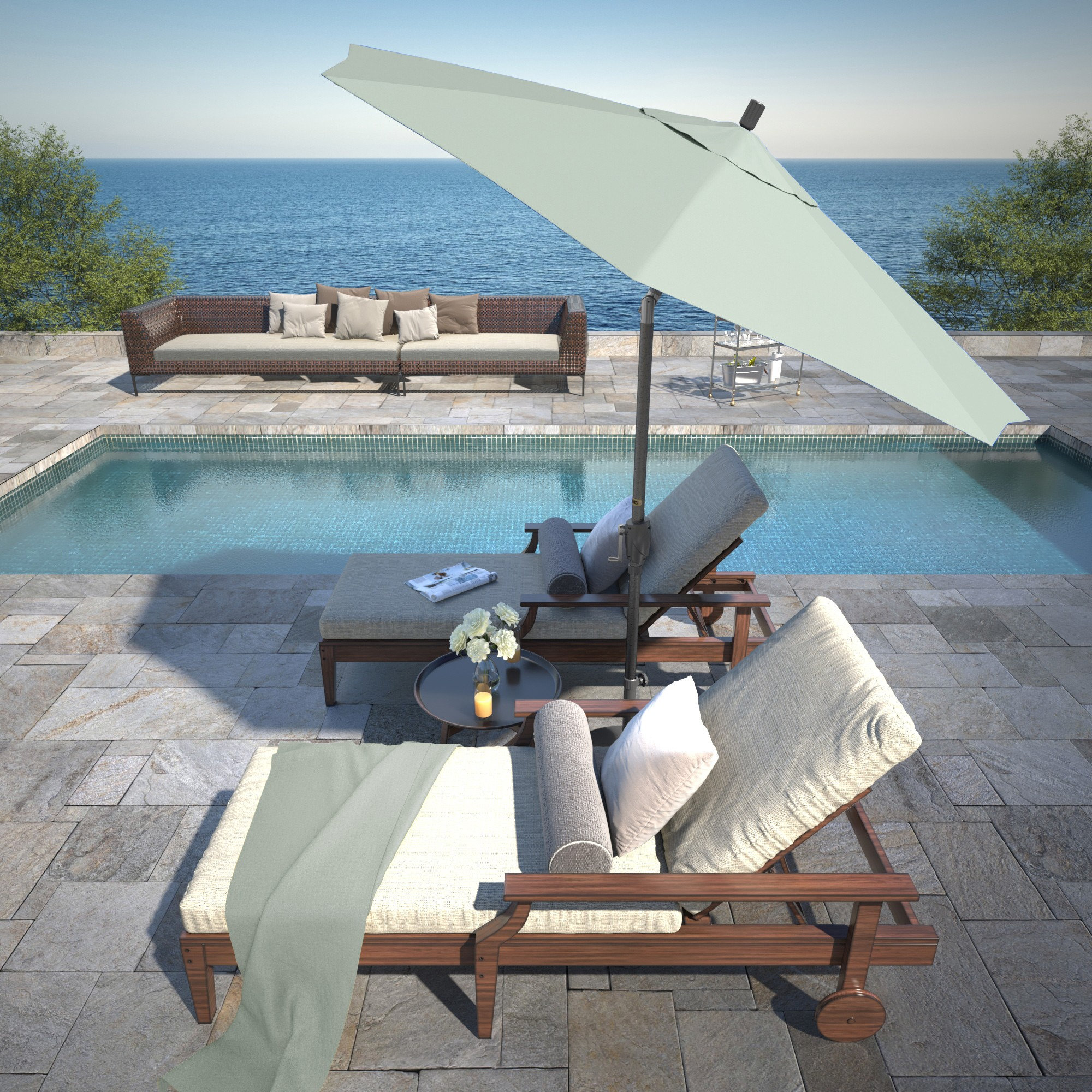 Lexia 90'' Sunbrella® Outdoor Umbrella, Spectrum Mist Sunbrella® Plainweave