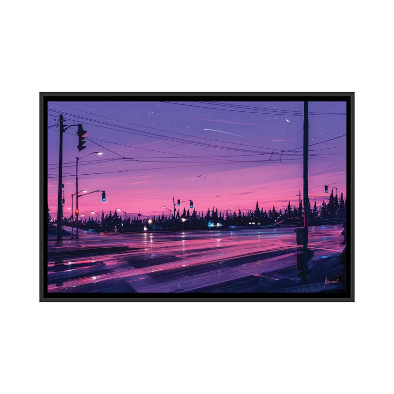 « 7 p.m. », reproduction d’impression sur toile tendue, H 32 po x l 48 po x P 1,5 po, Toile avec cadre noir, Pas de tapis
