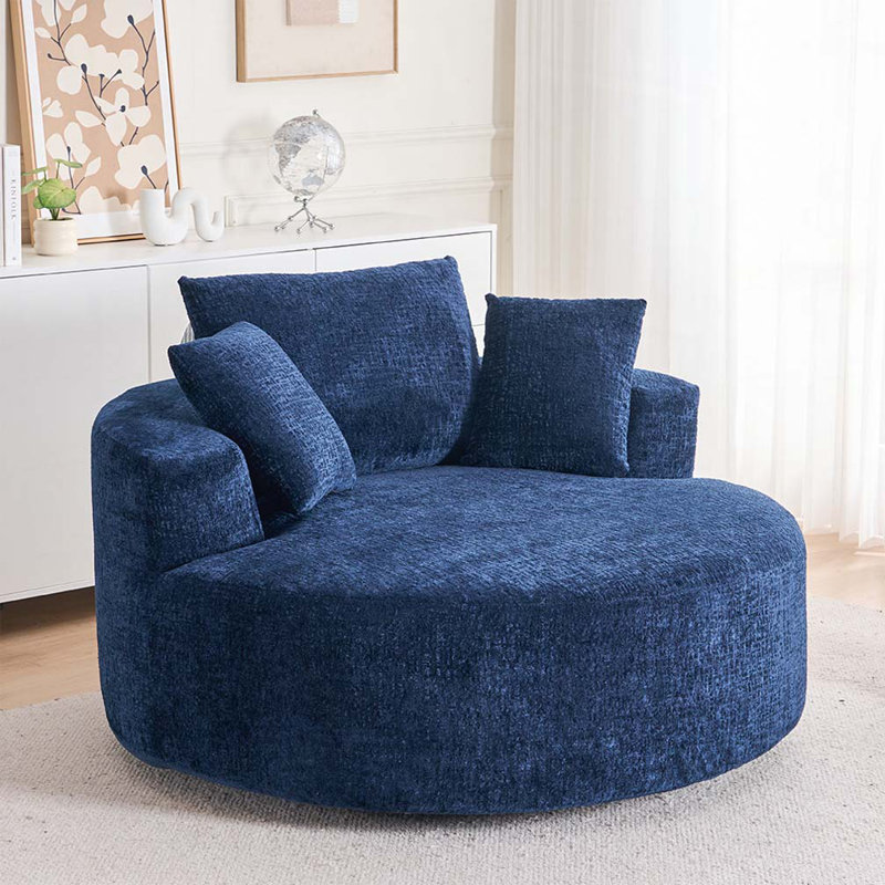 Fauteuil demi-tonneau pivotant Chenille, Bleu