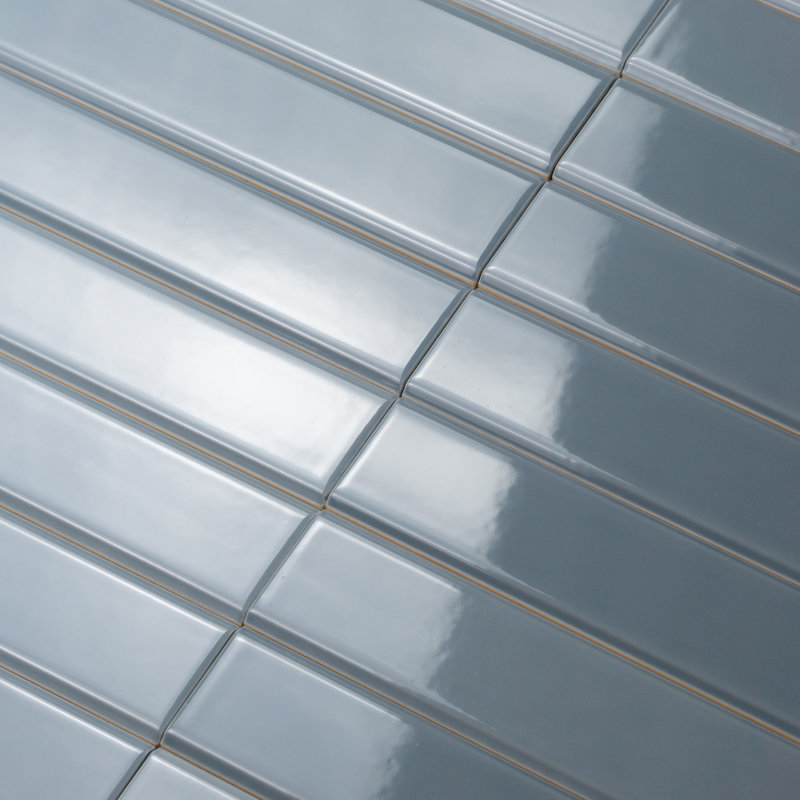 Tinte 2" x 10" Beveled Glossy Subway Italian Wall Tile, Lucido Light Blue