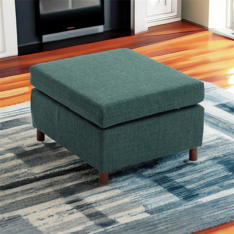 Canapé modulaire 4 pièces Adalgar, 100 % lin vert