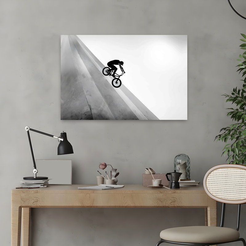 Art mural contemporain motard, H 16 po x l 24 po