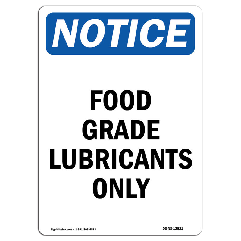 Signe «Food Grade Lubricants Only»