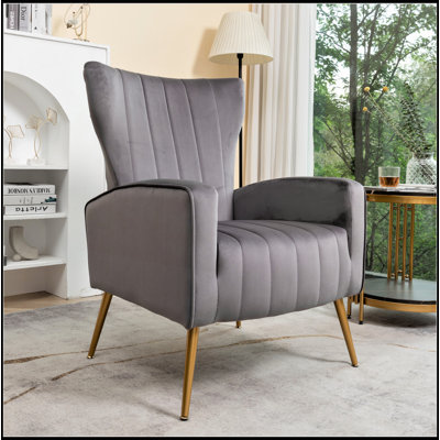Chaise d'appoint moderne en velours avec pieds en métal pour le salon et les petits espaces