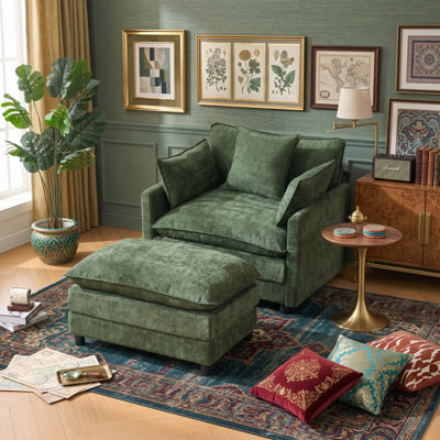 Fauteuil de lecture surdimensionné noir de 39,4 po avec repose-pieds avec repose-pieds, fauteuil club moderne avec sièges moelleux pour la chambre à coucher et le salon