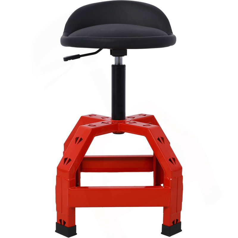 Tabouret pneumatique pivotant à 360 degrés, siège mécanique à roulettes, tabouret mécanique robuste, rouge, Rouge