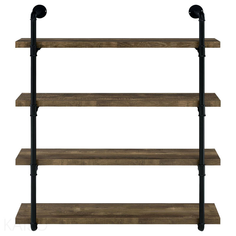 Black And Rustic Oak 40-Inch Wall Shelf