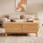 Corrigan Studio Mamtha Oak Coffee Table Modern 2-Drawer Oak Effect Table with Textured Slats and Adjustable Shelves