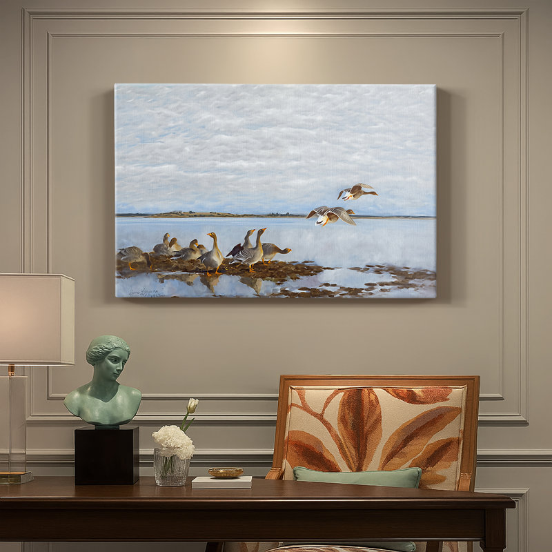 Greylag Geese (Grågäss)-Bruno Liljefors-Gallery Wrapped Canvas-1922, 24 x 36