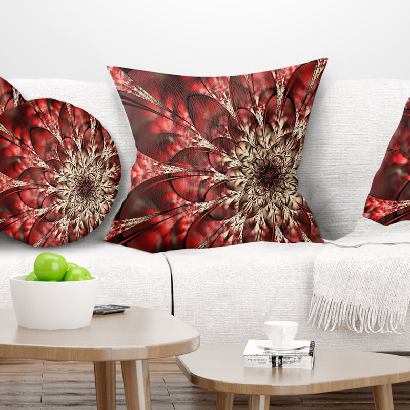 Oreiller à motif floral à fleurs symétriques, 18 po x 18 po, Coussin décoratif