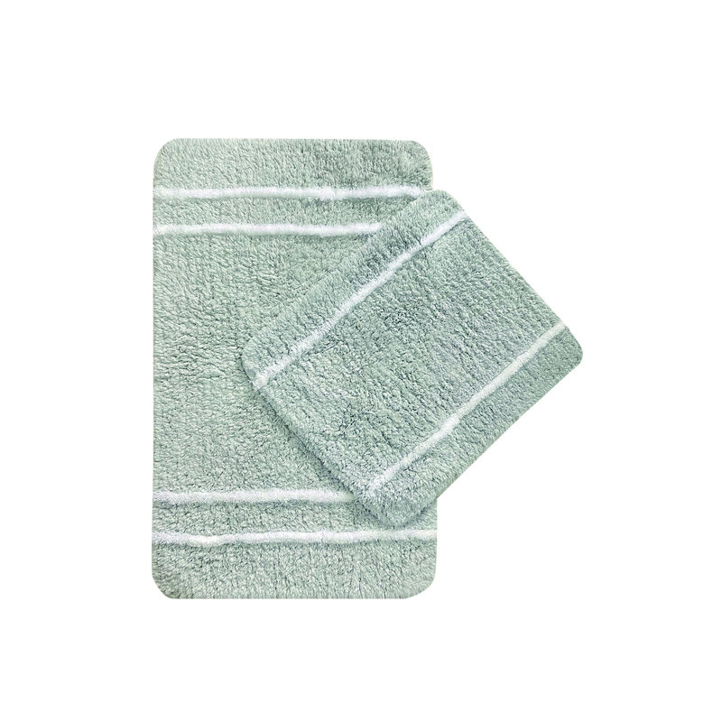 Ensemble de tapis de bain, Vert/blanc