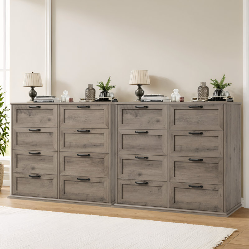 EN VENTE 8 - Commode double à 2 tiroirs (ensemble de 2), Grey