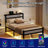 Bed Frame with LED Headboard Shelf, Bed Frame with Charging Station, Heavy Duty Steel Slats-1683108104