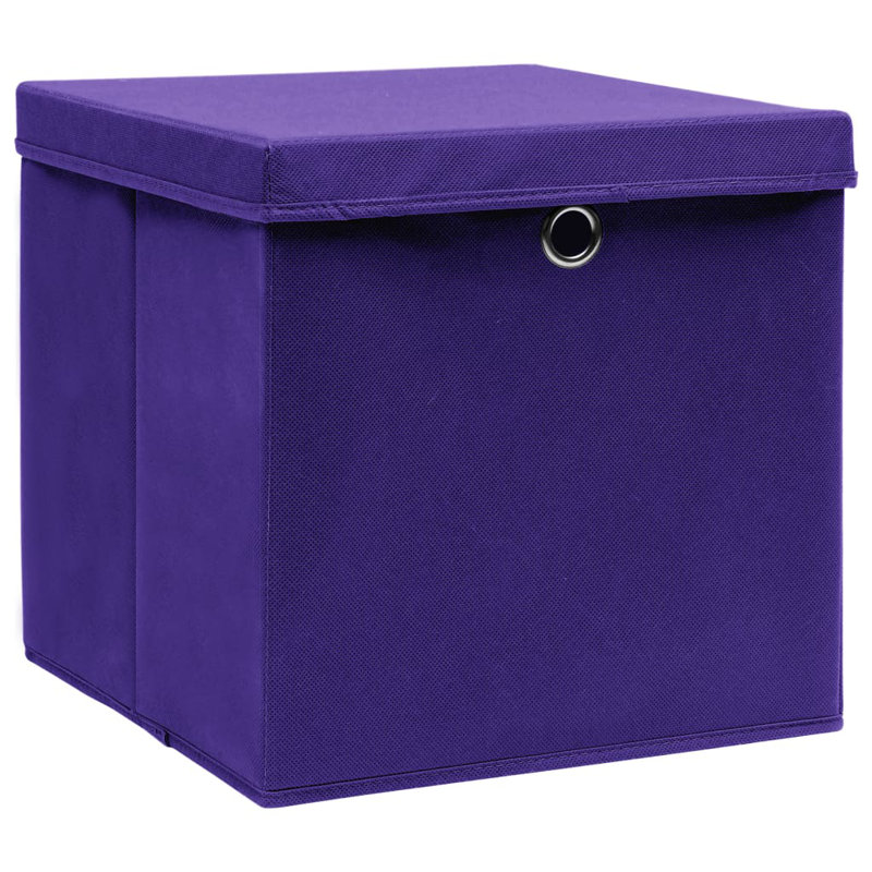 Storage Box Foldable Storage Chest Organizer Basket Non-woven Fabric, Purple with lids