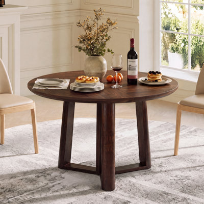 47" Minimalist Modern Round Dining Table With Triangular Pedestal Base
