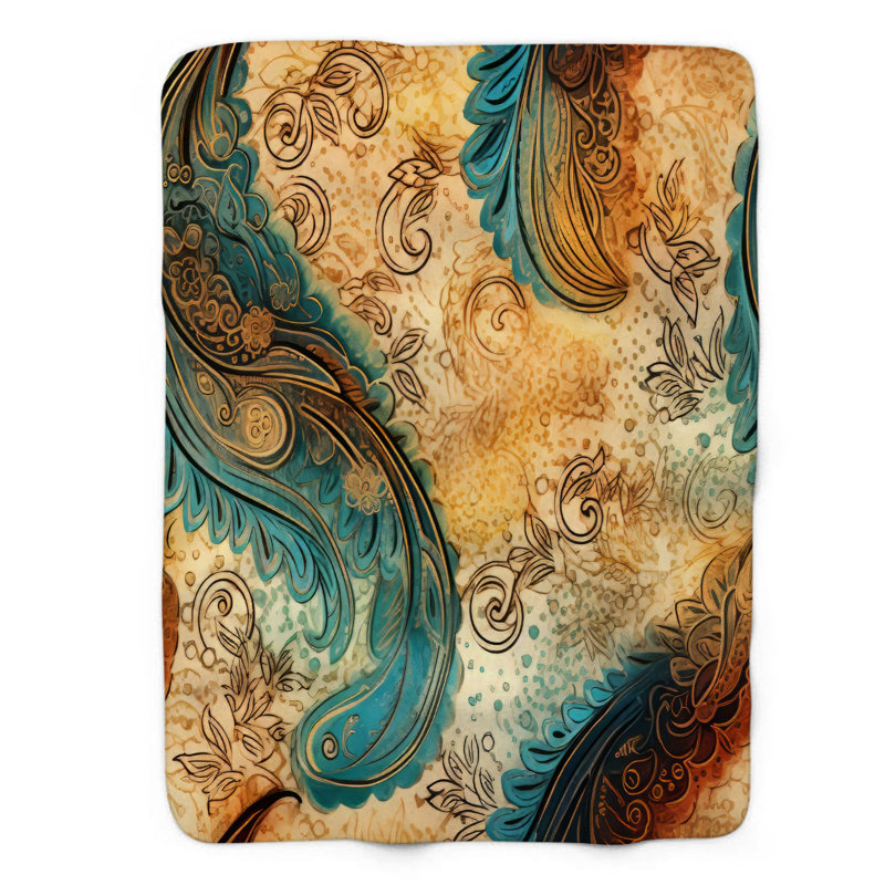 Paisley Elegance - Couverture sherpa de qualité supérieure 1 pièce, Grand lit