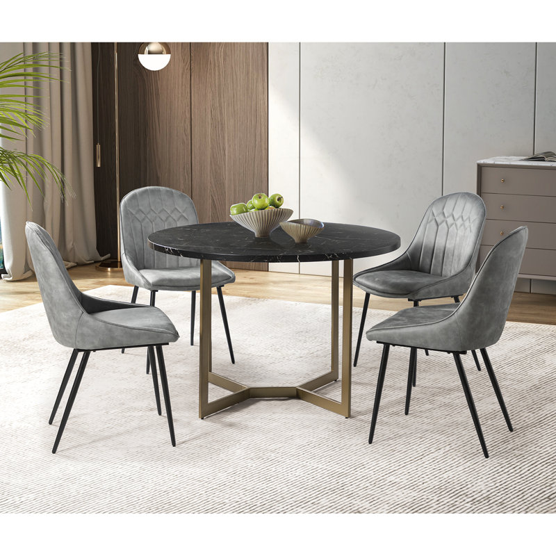 Ensemble repas pour 4 personnes Asiel, Blanc / gris, Gris/noir
