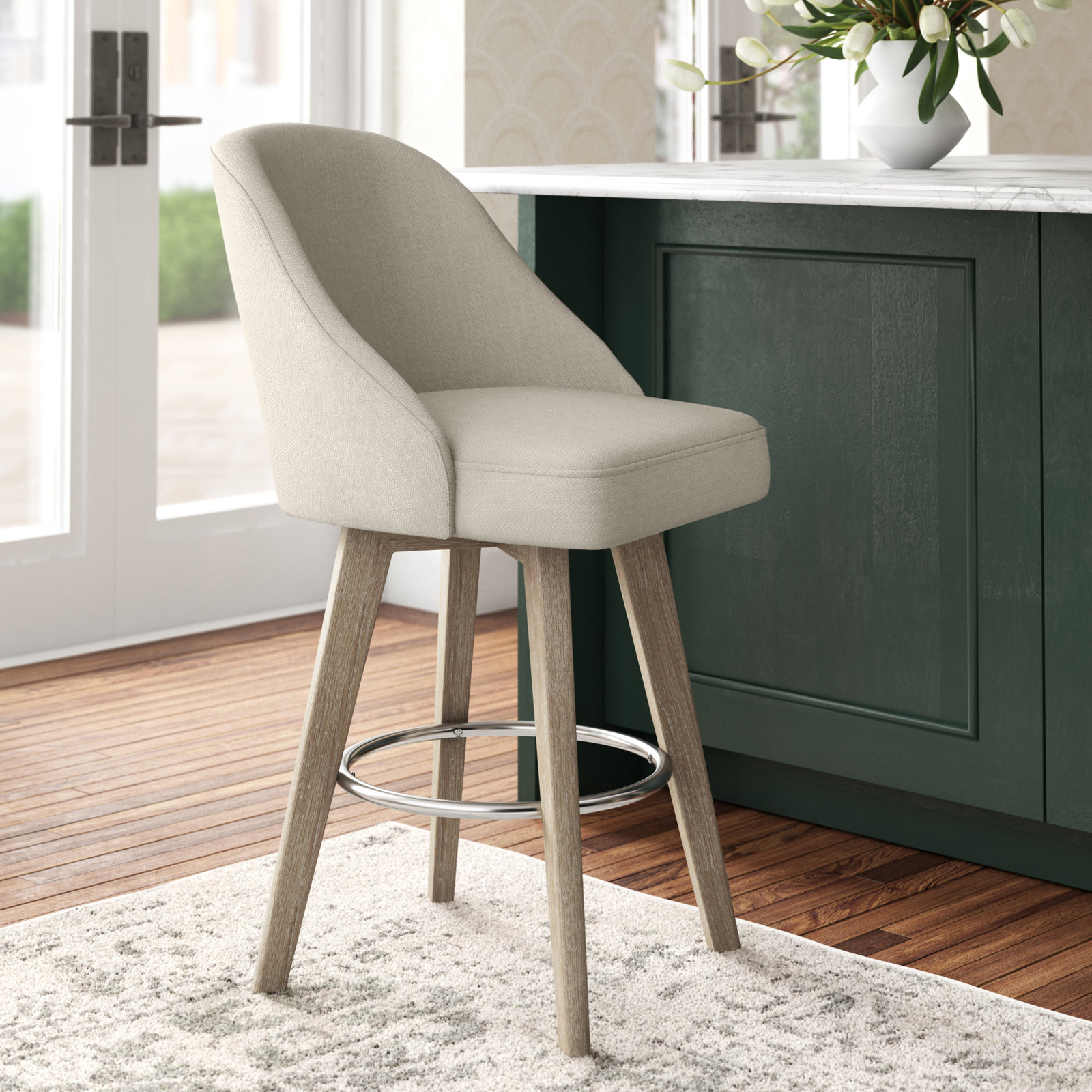 Pearce Swivel Stool, Sand, Bar Stool (30” Seat Height), 1