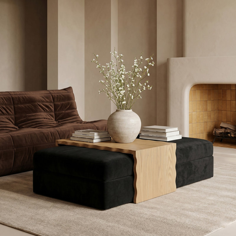 Table basse / repose-pieds Woodra, Noir 