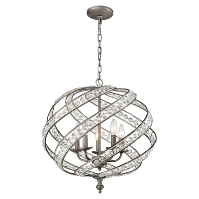 Lustre à 5 lumières de 21 po de large Renaissance - zinc vieilli