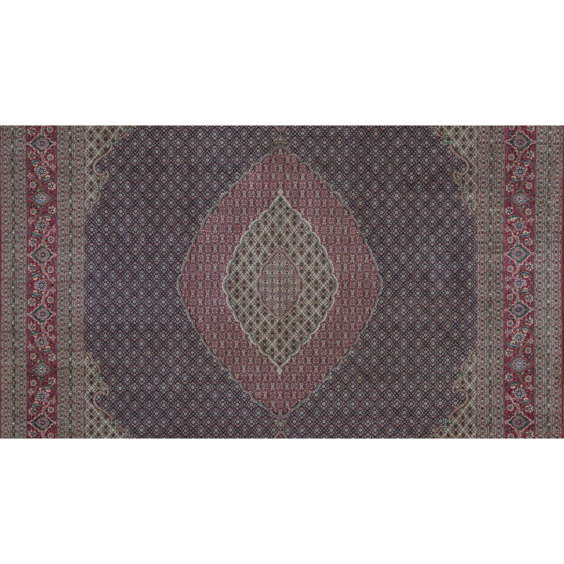 Tapis noir et rose noué à la main de haute qualité