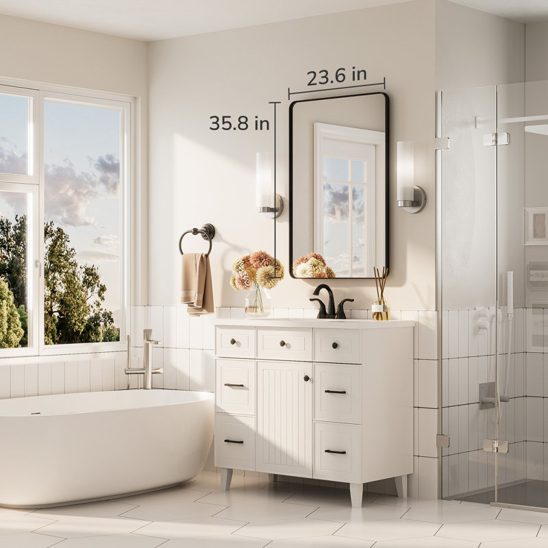 Bathroom Mirror with 1.2" Thick Aluminum Alloy Frame,Wall Mirror with Tempered Glass,Accent Mirror for Entryway,Dining Room,Bedroom