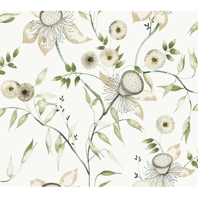 Rouleau de papier peint L 27 pi x l 27 po, Blanc/vert
