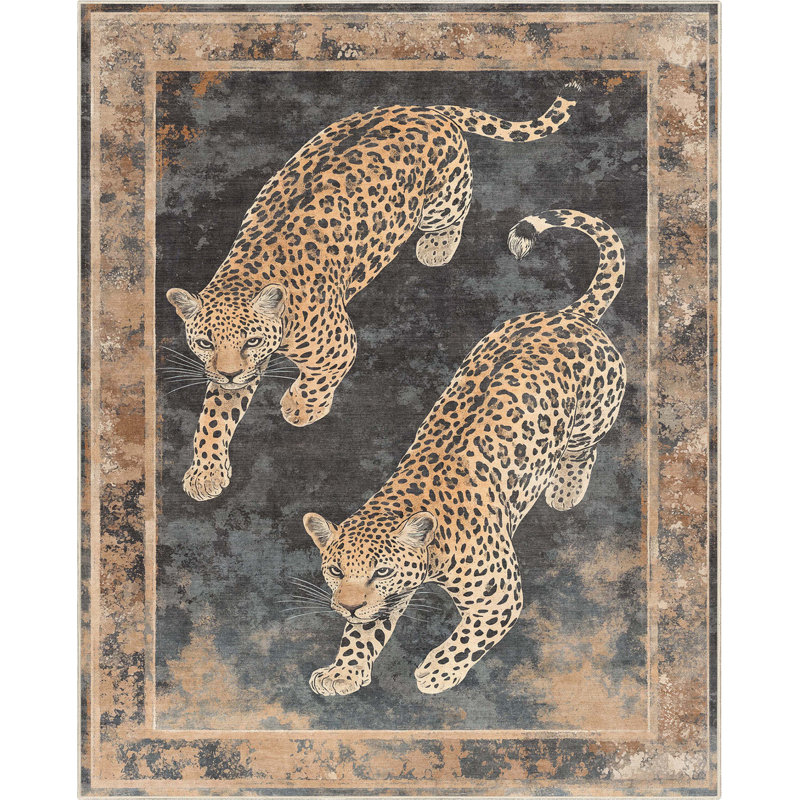  Tapis moderne gris anthracite Apollo Leopard’S Reverie, Rectangle 7 pi 10 po x 9 pi 10 po 