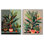 Diverses plantes d'intérieur encadrées sur bois, impression de 2 pièces