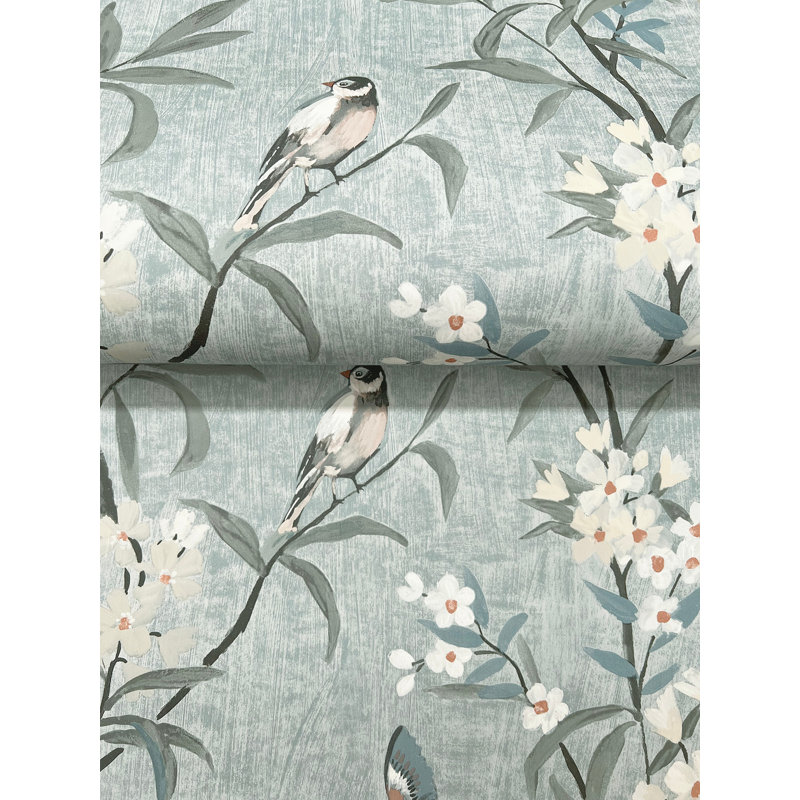 Papier peint thé vert olive, Bleu