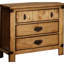 Table de chevet style chalet en bois vieilli avec tiroir doublé de feutre et armoire de transition électrique